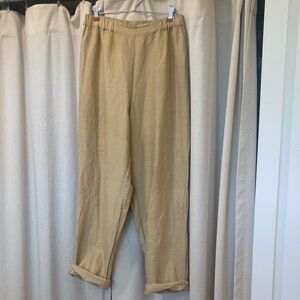 CP Shades 100% Silk Textured Baggy Tan Pants Large